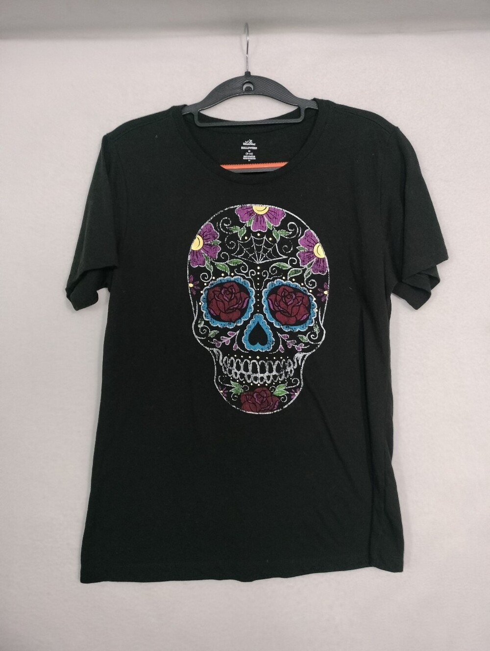 Black Graphic Sugar Skull Short-Sleeve Tee